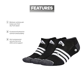 Amazon.com: adidas Men's 3-Stripe No Show Socks with Arch